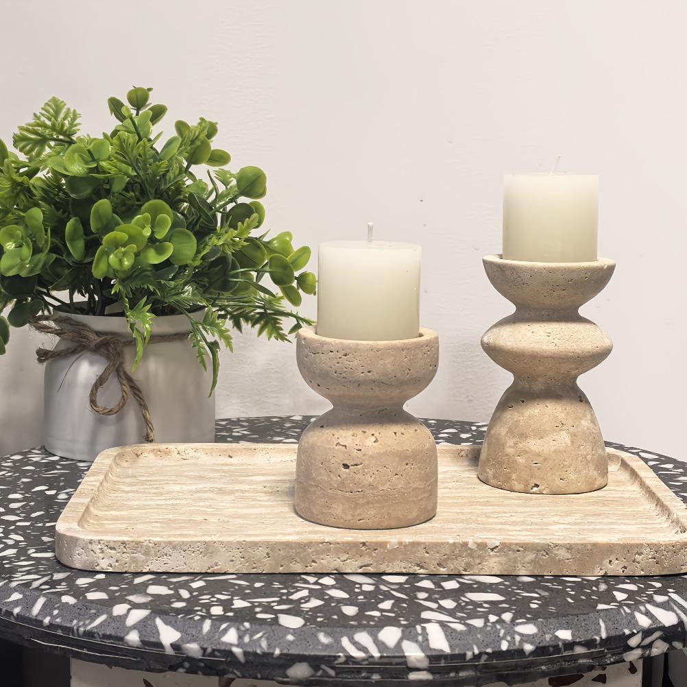 Vintage Marble Candle Holder Cave Stone Candle Holders Living Room Desktop Craft Cup Shaped Candle Holder Home Decoration