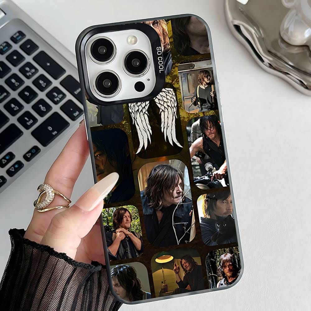 D-Daryl Dixon Wings Zombie Phone Case For iPhone 17,16,15,14,13,12,11,Pro,Max,Plus,E,Air,Mini Black IMD Cover