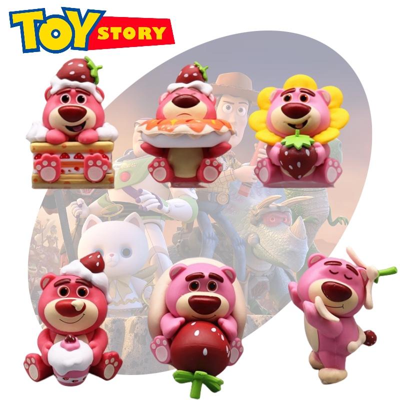 Strawberry Bear Collectible Action Figure Set Cute Pink Toy For Car Decoration