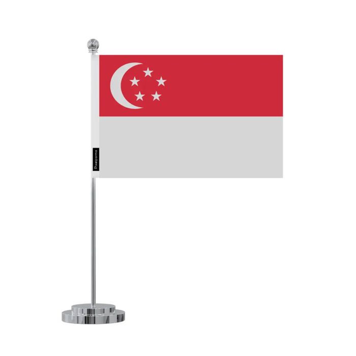 Drapeau de bureau - Multicolore - Singapour - 14 x 21 cm - Polyester - Impression recto/verso
