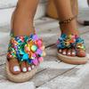 Large size flower toe women's cool slippers summer new hollow woven beach slippers