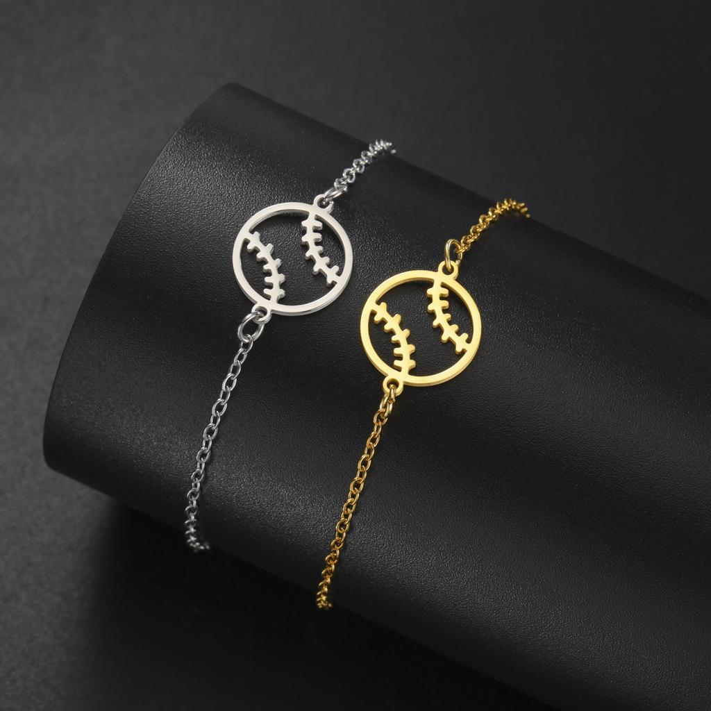 Teamer Braccialetto con Ciondolo Racchetta da Baseball Tennis Acciaio Inossidabile Braccialetto con Pallina Sportiva per Donne Ragazze Gioielli Casual Raffinati