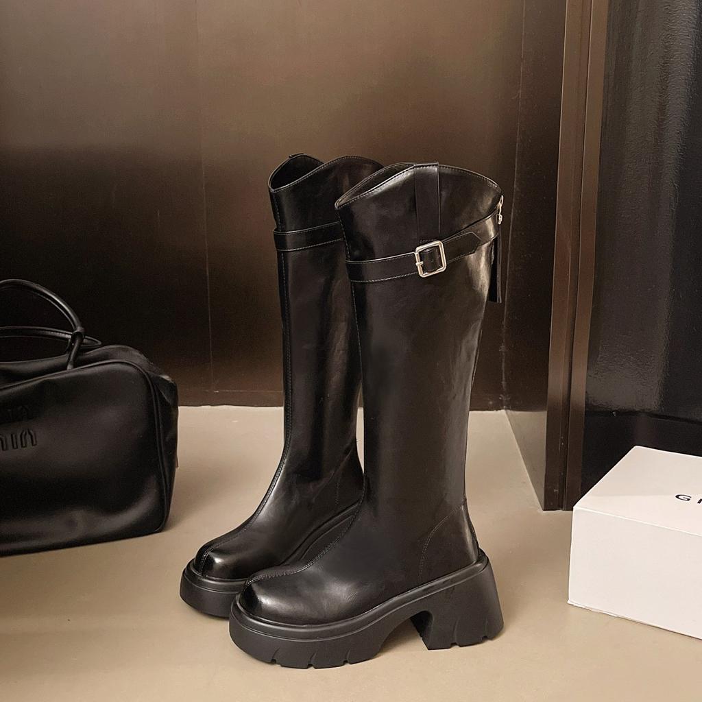 Autumn new v-mouth boots, but knee-thick soles to increase height, fashion boots, no knight boots