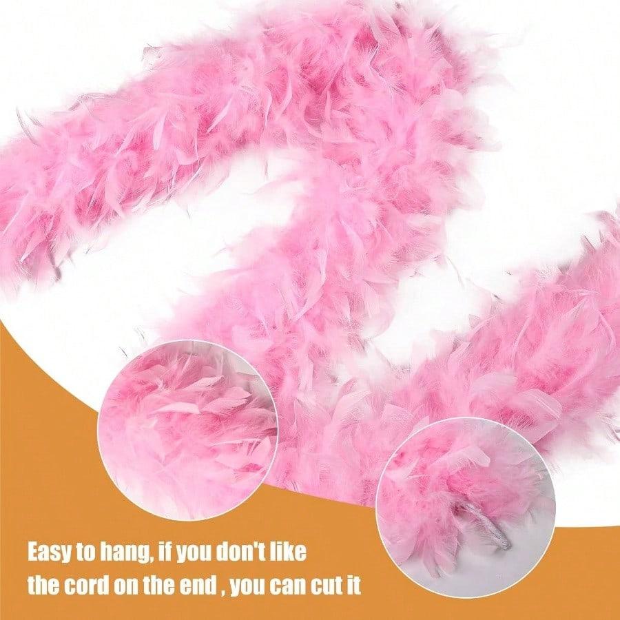 DIY Pink Turkey Feather Boa 2 Meter 40g 60g 90g Fluffy Chandelle Feathers for Carnival Party Dress Clothes Costume Scarf Shawl