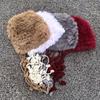 Women Hat Solid Color Rabbit Fur Blend Tassel Knit Hat Comfortable Stretch Fit Autumn Winter Skiing Warm Hat
