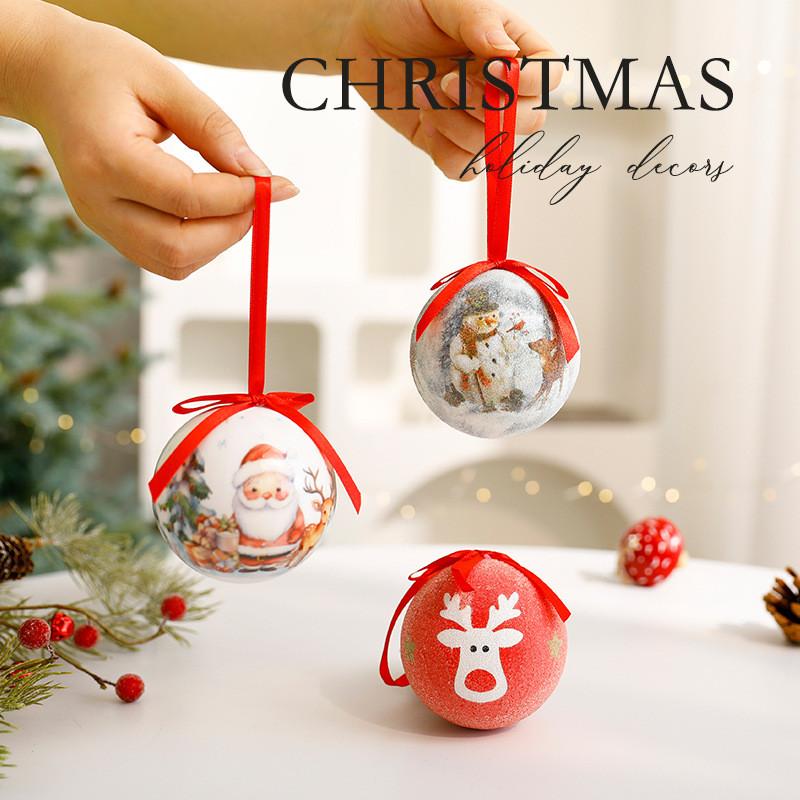 Christmas Theme Pattern Foam Ball Pendant Family Festival Decoration Props For Holiday Tree Decor And Festive Display