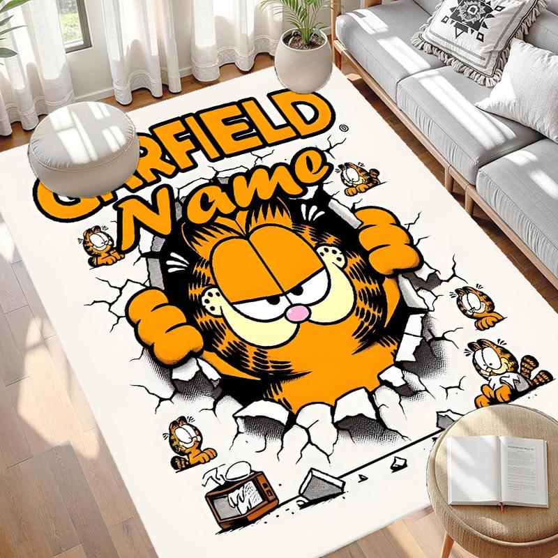 Custom Name Personalized Garfield Print Carpet, Versatile Home Decor Rug, for Playroom, Apartment, Balcony, Entryway, Hallway Gift