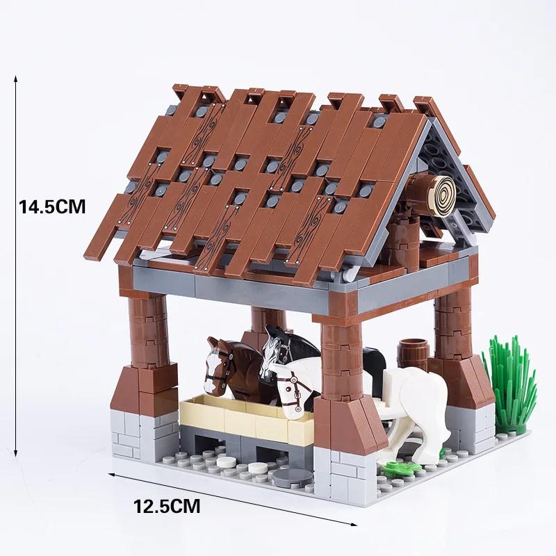 MOC Blocos de Construção de Fazenda Canteiro de Abóboras Carrinho de Transporte de Vegetais Parede de Água Estábulo Pocilga Galinheiro Canil Tijolos Brinquedos Presente para Crianças