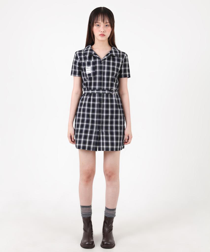Catharsis Check Shirt Mini Dress Green One Size