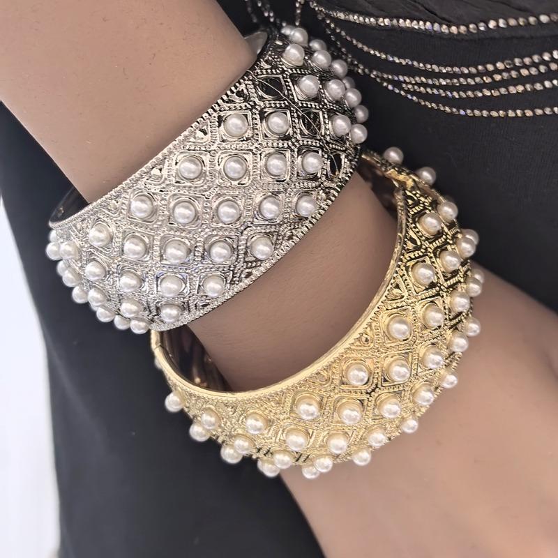 Baroque retro pattern bracelet = women's bracelet pearl wide face jewelry