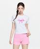 Emelbi Women'S Ribbon Graphic Slim Semi-Crop Short Sleeve T-Shirt Ny (White)