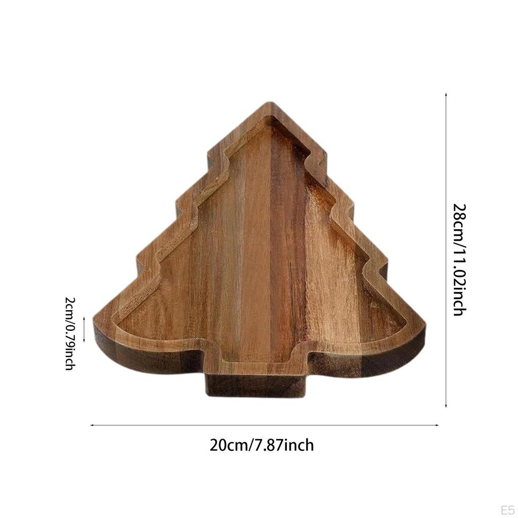 Christmas Wooden Serving Tray Dessert Plate Sturdy Decorative Breakfast Food
