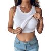 Women Ribbed Tank Top Knitted Camisole with Built-in Bra Casual Crew Neck Sleeveless Basic Tee Shirt for Workout Parties Vacations