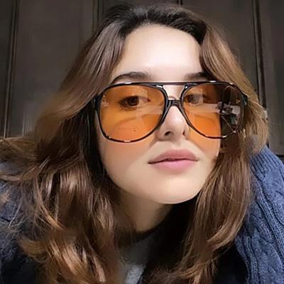 Occhiali da Sole Oversize Vintage Donna Marca Retrò Montatura Grande Occhiali da Sole Femminili Nero Giallo Stile Ins Occhiali Quadrati Oculos De Sol