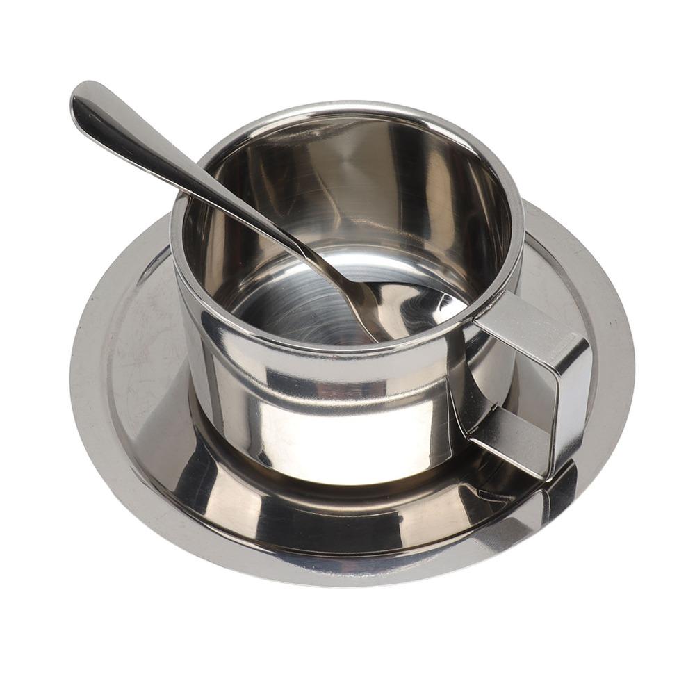 Rustproof Stainless Steel Coffee Cup Double Walled Latte Cappuccino Cup Double Walled Cup Cafe