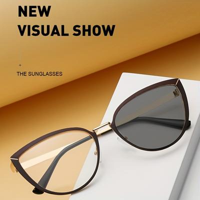 1Pcs 1 New High-End Elegant Personalized Anti Blue Light Glasses Metal Cat Eyes Frame Women'S Fashionable Glasses