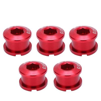 5 piezas Tornillos de plato único Tuercas de biela Aleación de aluminio Tornillos de rueda de cadena para bicicleta de montaña Rojo