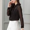 Sommermode Schwarzes Chiffonhemd Damen Langarm Durchsichtiges Mesh Sonnenschutz Sexy Top