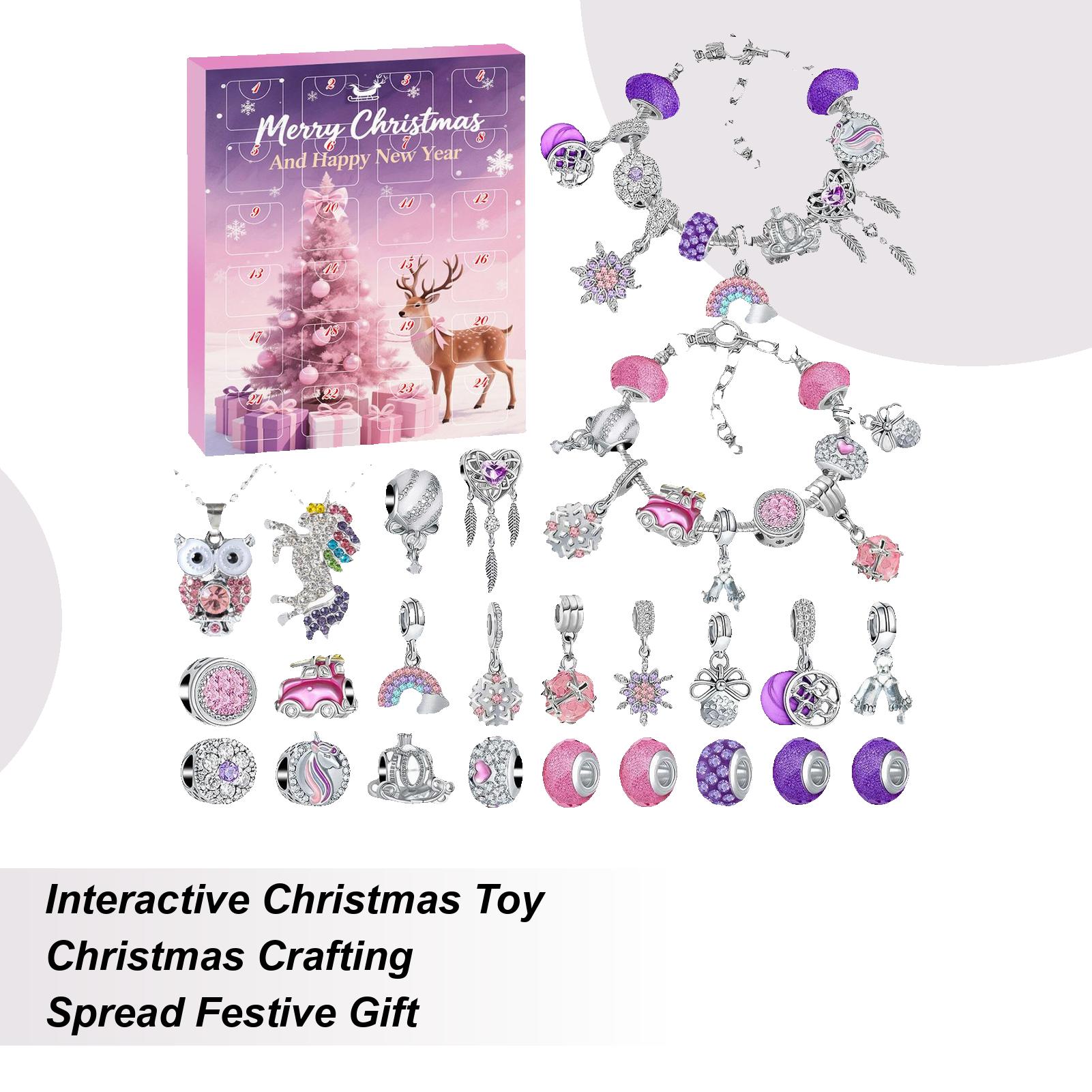 

2025 Christmas Beaded Bracelet Gift Box Handmade Jewelry Making Kit 24 Days Stocking Stuffers Party Favors Christmas Gift 20x17x1.5cm