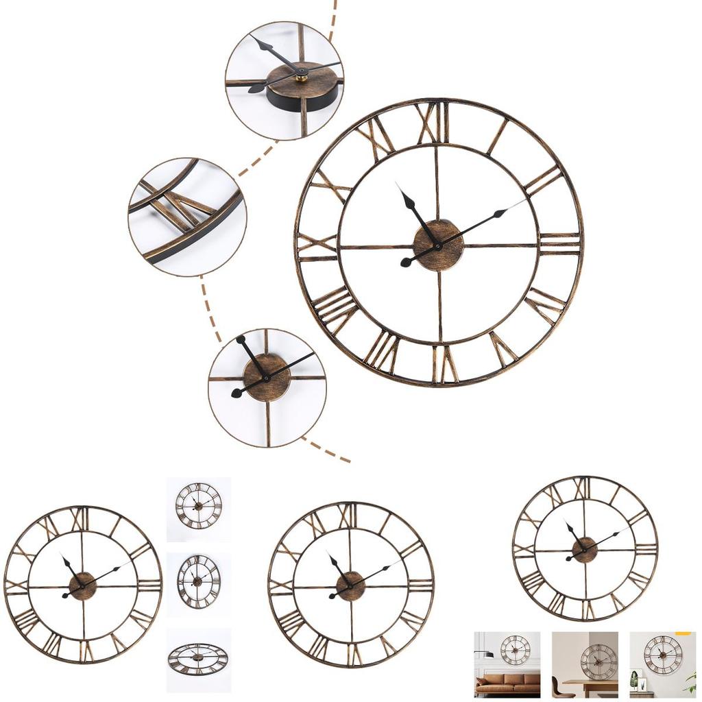 Distinctive Antique Rust Wall Clock With Silent Movement 40cm Diameter Metal Clocks