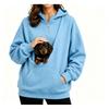 Womens Half-Zip Hooded Sweatshirt With Pet Pocket Loose Fit Fall Winter Top Small Dogs