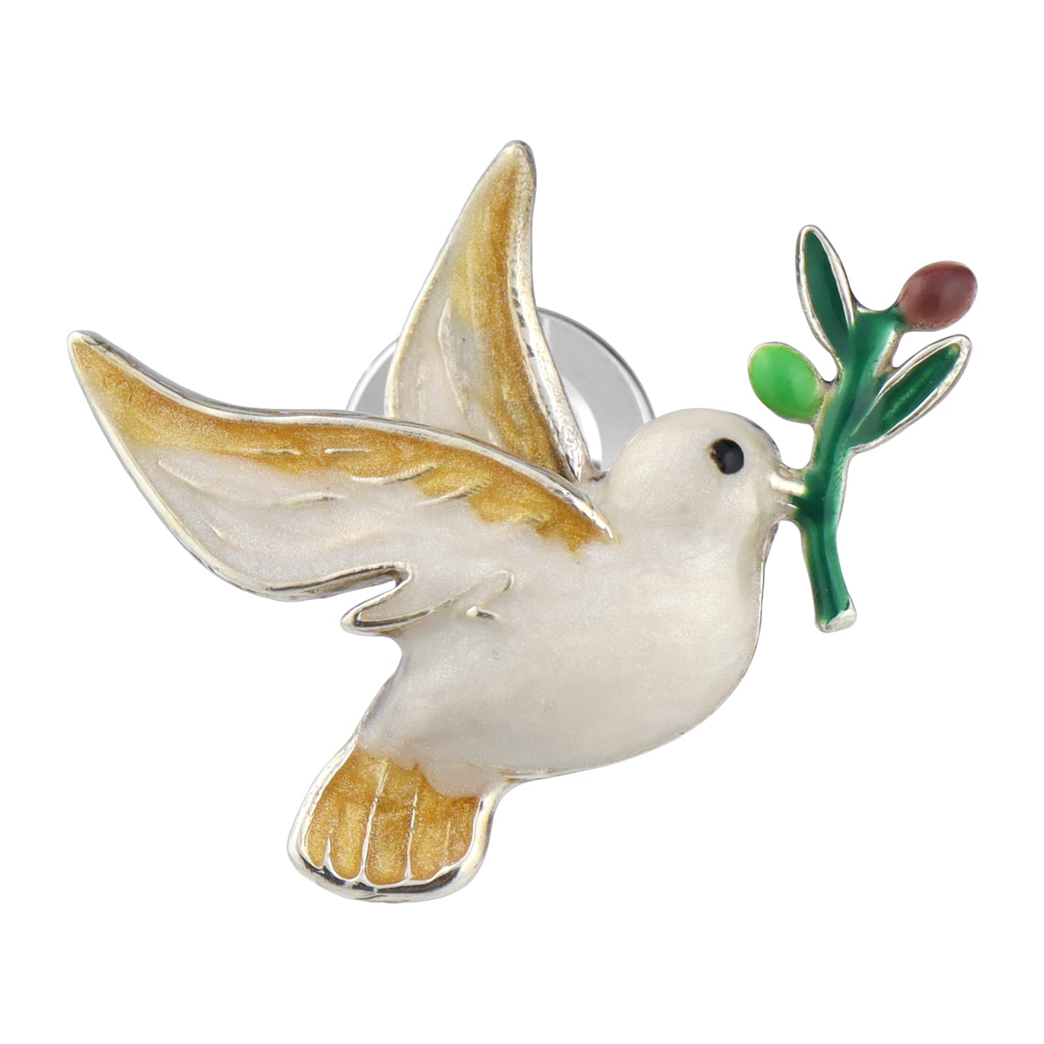 

SATURNO Pigeon Olive Silver 925 Pin Brooch Pigeon Bird Plant Ark Mythology Pin Badge [Saturno] Women s Noah s