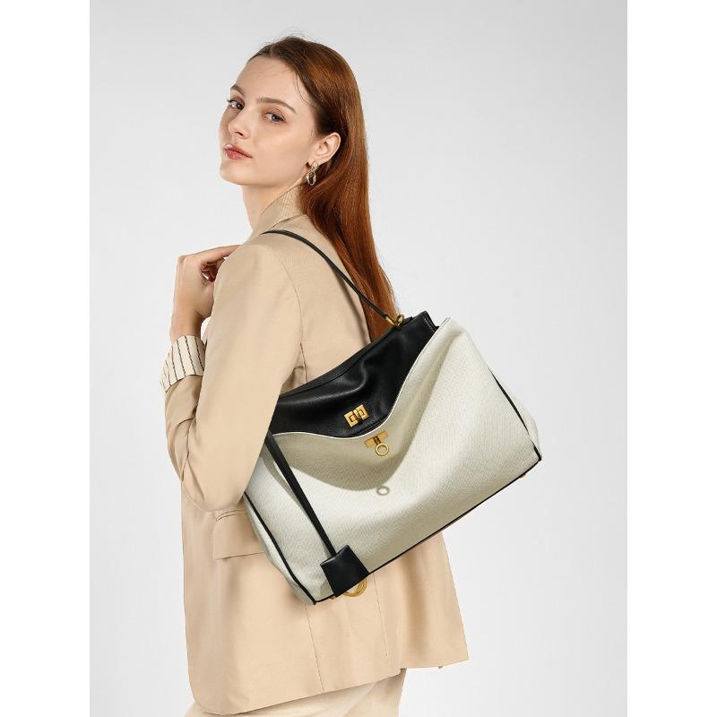 Original Leather  Canvas Crossbody Bag Small And Unique Underarm Bag Cowhide Commuter High End Large Capacity Women's Tote Bag