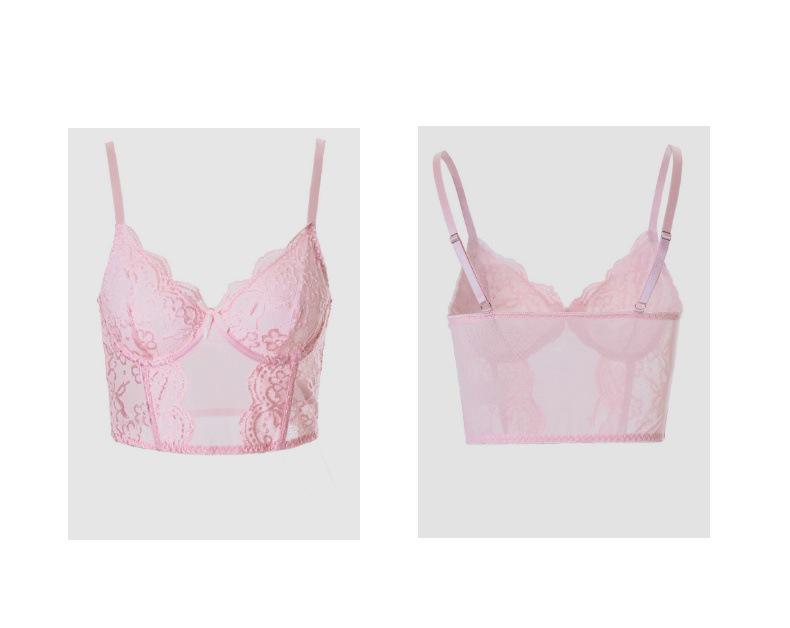Multi-Color Lace Sexy See-Through Push-Up Camisole and Fishbone Bra Lingerie