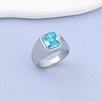 R3482 1pc Man/Women Zircon Style Wedding Titanium Steel Ring, Men's 316LStainless Steel Lightweight and Compact Rings