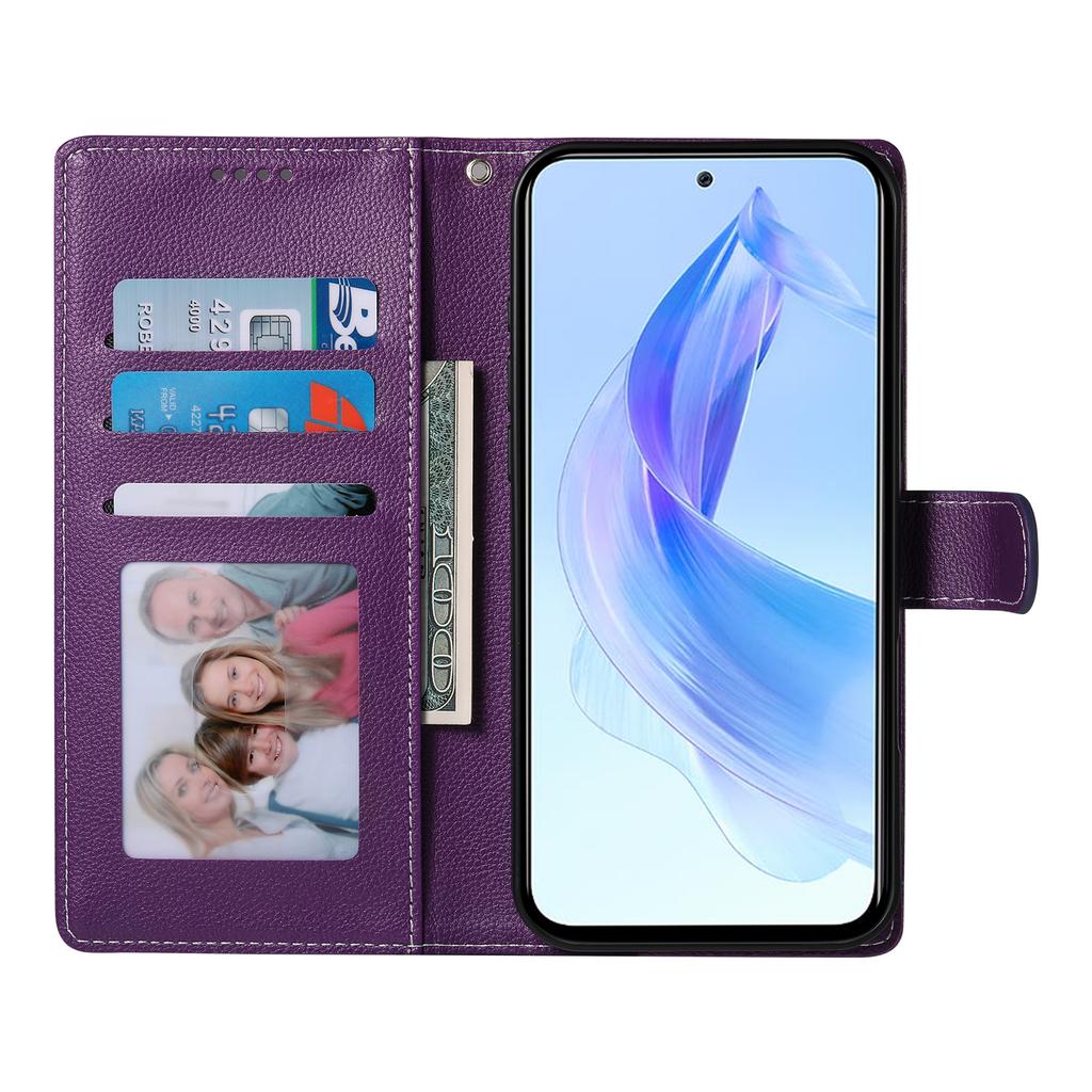 DF-012 For Honor 90 Lite 5G/X50i 5G Case Litchi Texture Leather Magnetic Clasp Wallet Stand Phone Cover