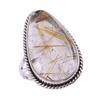 Natural Golden Rutile Gemstone Handmade 925 Solid Silver Jewelry Ring S.7 i1W62
