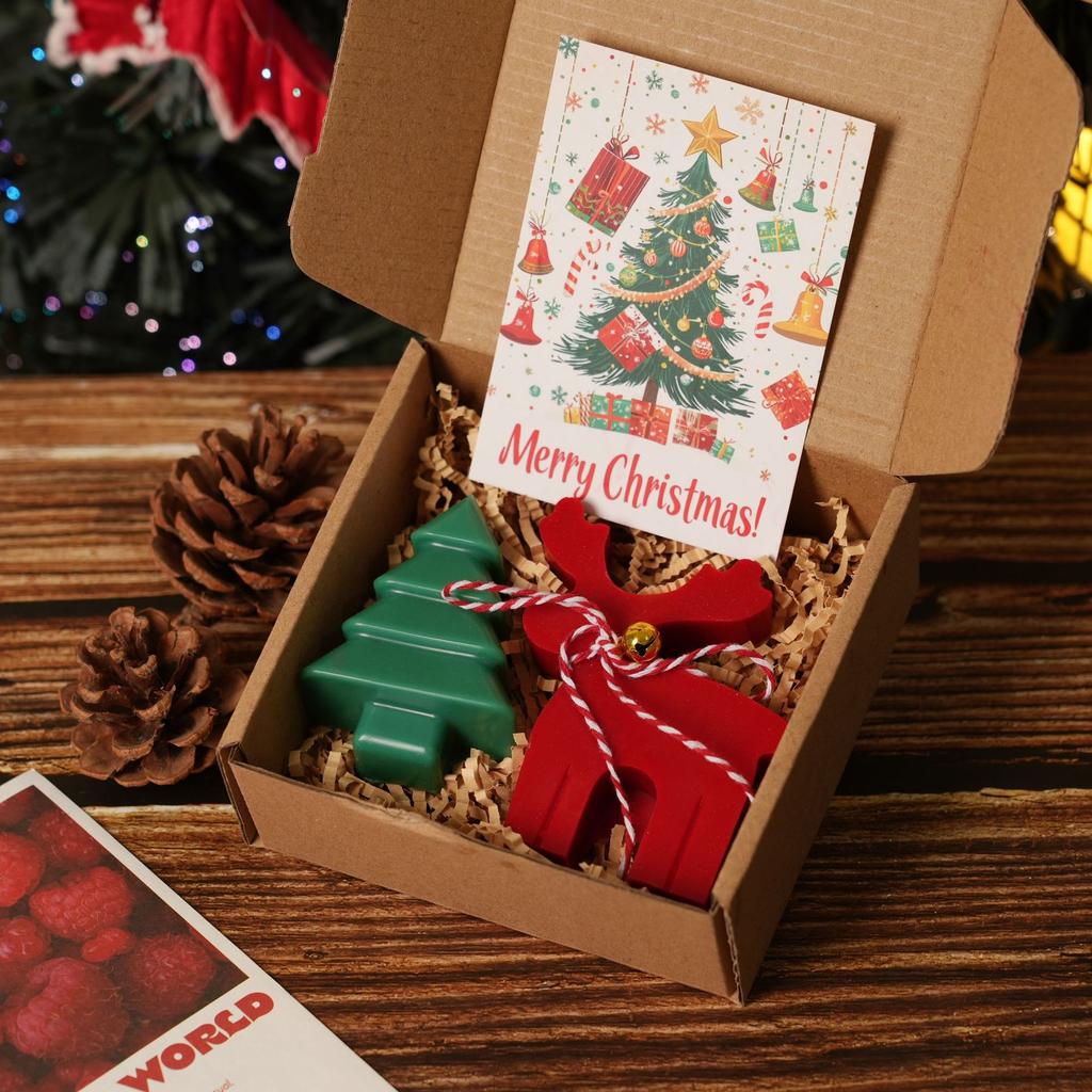 Christmas Tree Gingerbread Man Scented Candle Gift Set Handcrafted Shaped Christmas Gift Creative Souvenir Present
