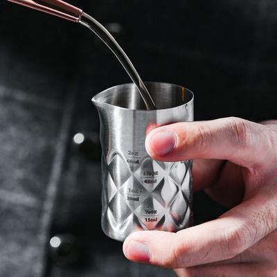 60ml Measuring Cup 304 Stainless Steel Wine Glass 2oz Grid Bar Measuring Cup Latte Cup with Graduated Bar Accessories