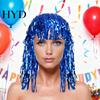 PET Glossy Ribbon Wig Colorful Foil Tinsel Wigs Metallic Fancy Party Shiny Cosplay Costume Photo Booth Prop for Adults Women Reflective Hair