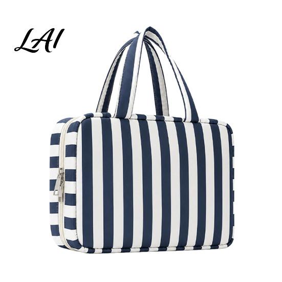 Multifunctional Organizer for Daily Essentials Stripes Travel Toiletry Bag 4 Compartments Waterproof Makeup Foldable Shower Kit Camping And Gym Case,