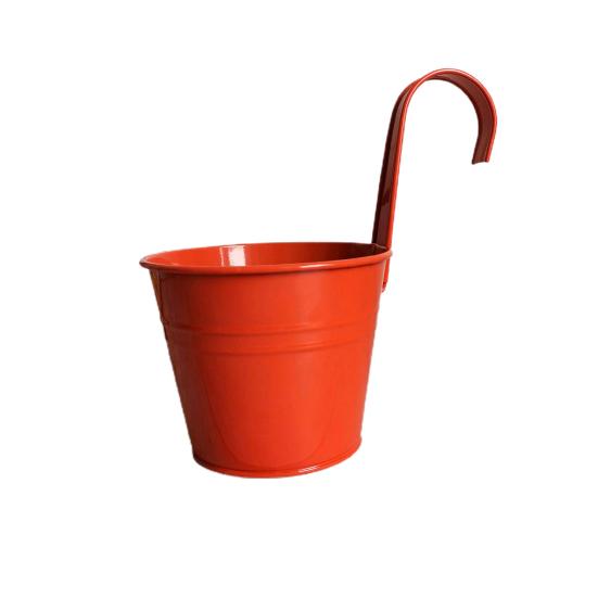 Wall Hanging Pot Bright Color Not Easy To Deform Iron Balcony Planters Metal Bucket for Balcony