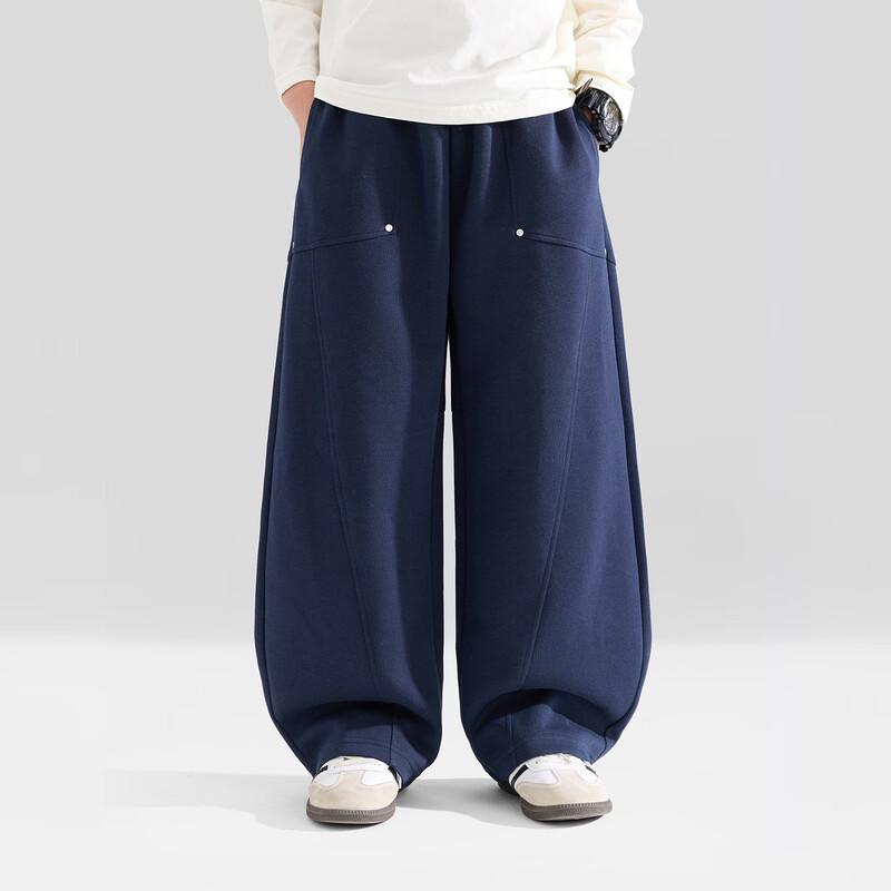 Pantaloni Zuoxi da Ragazzo con Tasca a Toppa con Borchie in Cotone Lattiero-Caseario Gamba Curva