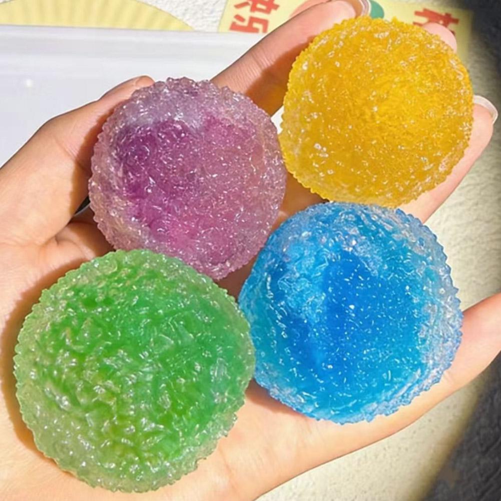 Mochi Simulated Transparent Ice Ball Maltose Squishy Fidget Toy Slow Rebound Blue Anti-Stress Anxiety Relief Sensory Toy