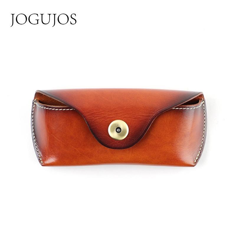JOGUJOS Genuine Leather Glasses Case Retro Sunglasses Sunglasses Universal Cowhide Glasses Bag Portable Anti-pressure Glasses Case