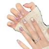 Chinese Style Press-On Nails Set with Elegant Purple Floral Carved Design Reusable Handmade Nail Art Tips