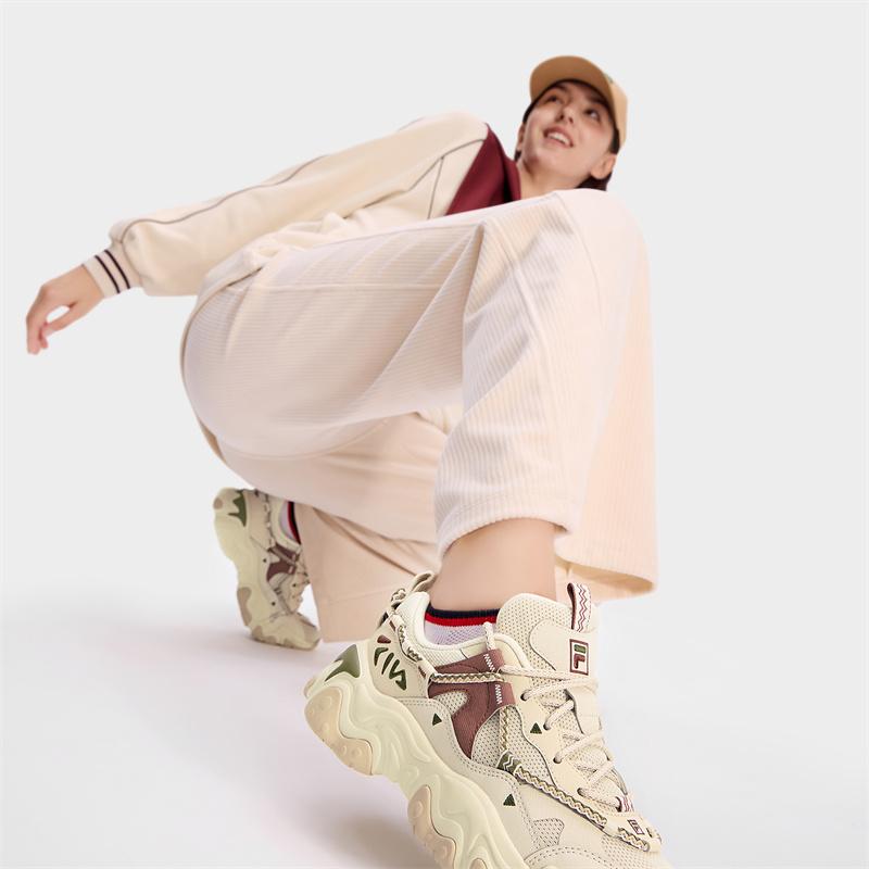 New FILA FLUID 5 Cat Paw Shoes 5.0 Low Top Casual Shoes Women's Yellow White F12W432101FTP