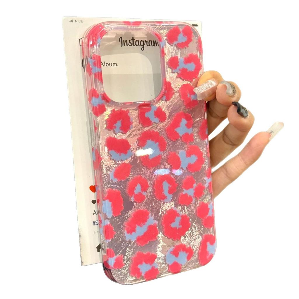 Ins Pink Leopard Print Gradient Glacier Muster für Apple 15 Handyhülle für IPhone16 Promax Pink 13/14