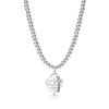 Heart-Shaped Enamel Cross Chain Necklace with Peach Heart Beads for Women - Fashionable Classic Style