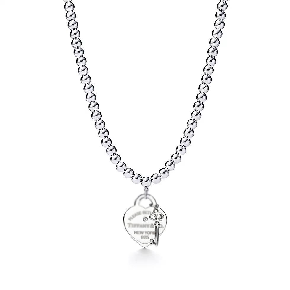 Heart-Shaped Enamel Cross Chain Necklace with Peach Heart Beads for Women - Fashionable Classic Style