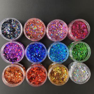 12 Colors Mixed Cosmetic Glitter Set  Chunky Holographic Glitter Bulk