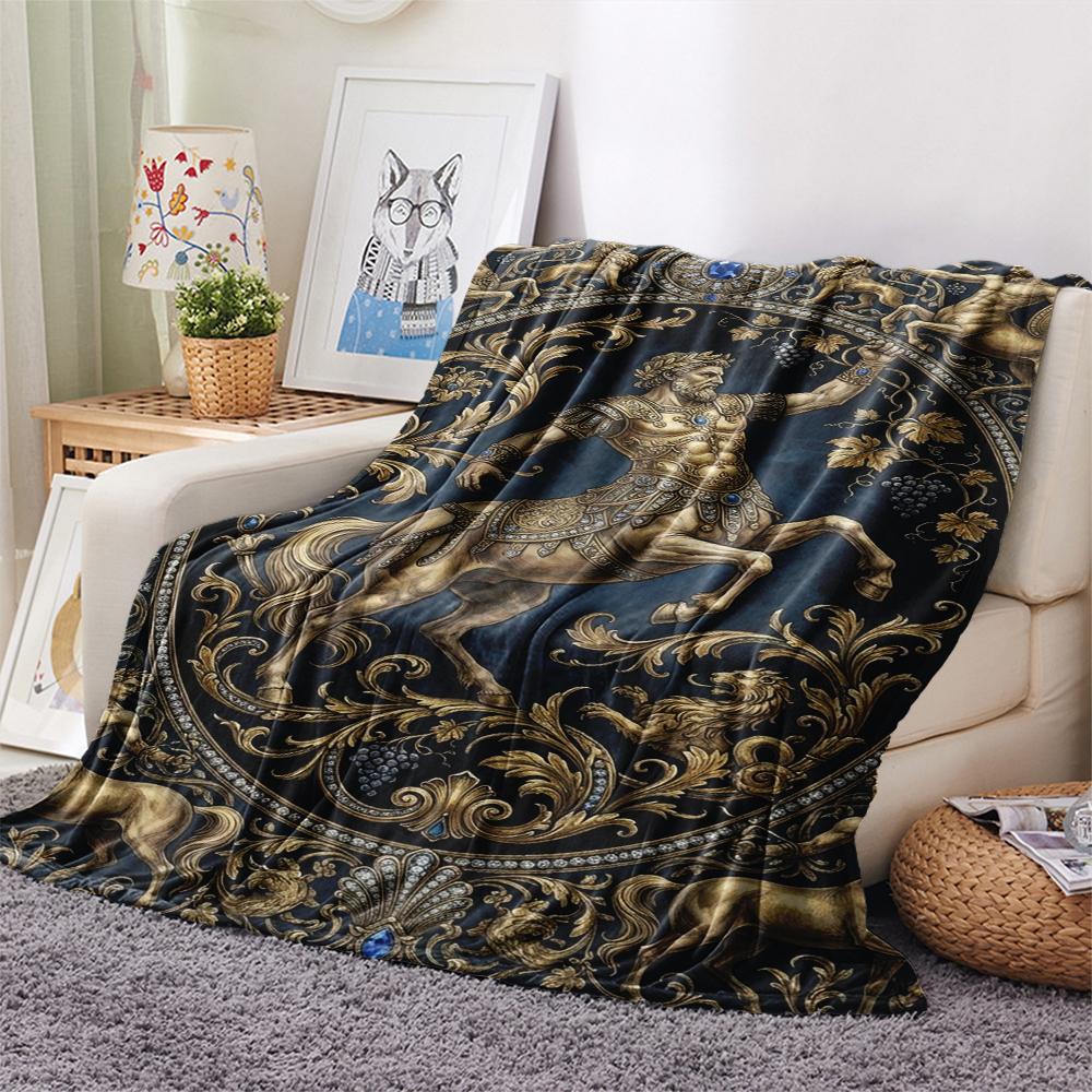 1Pc Centaur Print Flannel Blanket, High quality Comfortable for All Seasons, Home Decor, Warmth and Comfort, Perfect for Christmas Gifts W90
