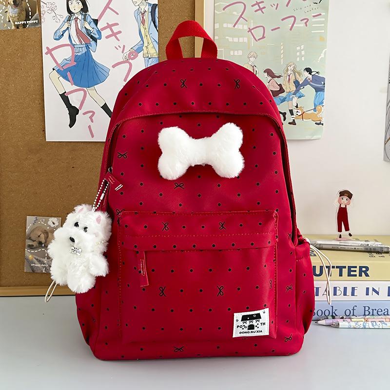 Schoolbag New Schoolbag Female Junior High School Girl Girl Heart Polka Dot Bow Versatile High Value Female Student Backpack