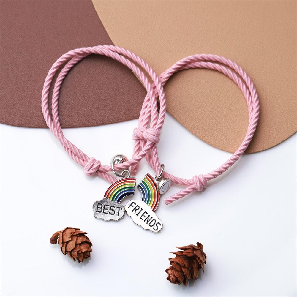 Band Couple Bracelet Magnet Paired Rubber for Lovers Distance Bracelet Women Men Braided String Bracelet Friendship Jewelry Gift