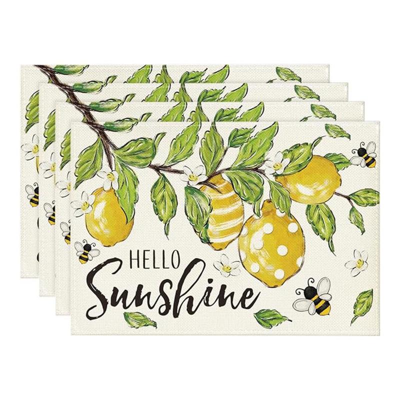 Linen Meal Mat for Spring and Summer, Sunflower Flowers Kitchen Decoration, Dining Table Insulation and Anti Fouling Mat