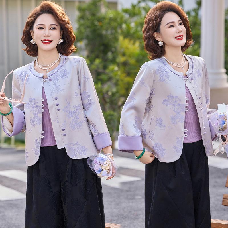 2026 Spring/Autumn Women's Embroidered Jacquard Jacket: New Chinese Style, Round Neck, Fashionable Casual High-End Trend